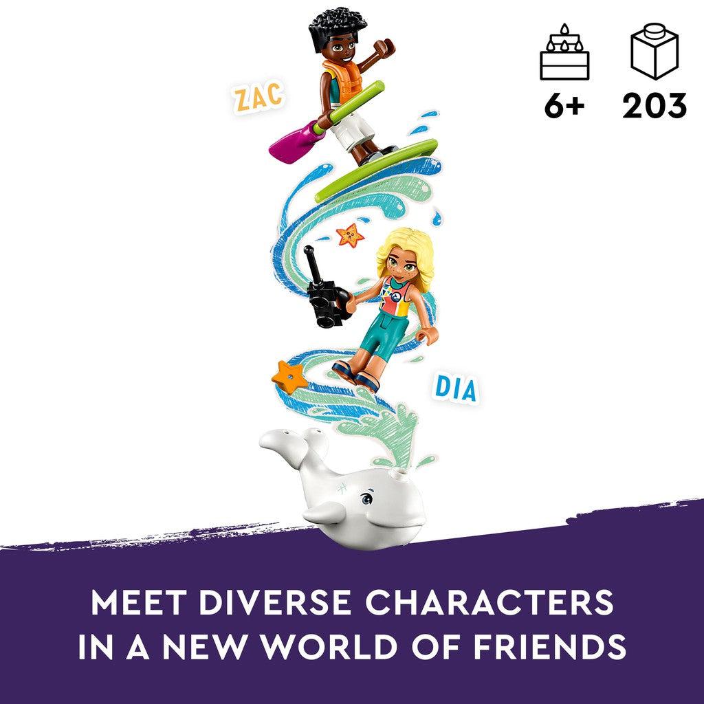 for ages 6+ with 203 LEGO pieces. Meet diverse characters in a new world of friends