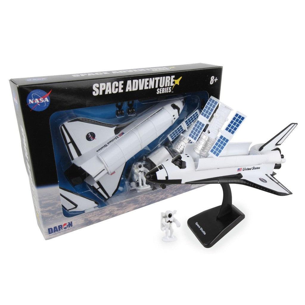 this image shows the space adventure shuttle. there is a shuttle, astronaught and more in the set!