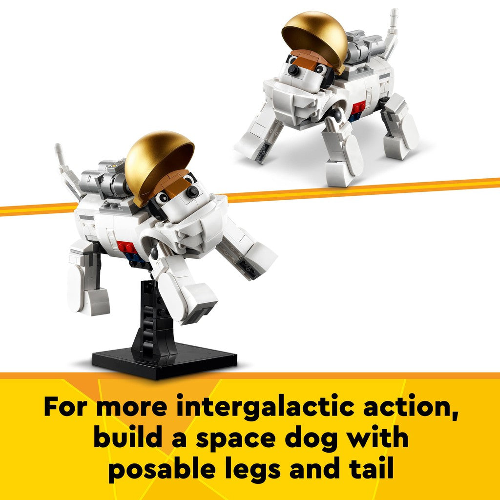 for more intergalactic action, build a space dog with posable legs and tail.