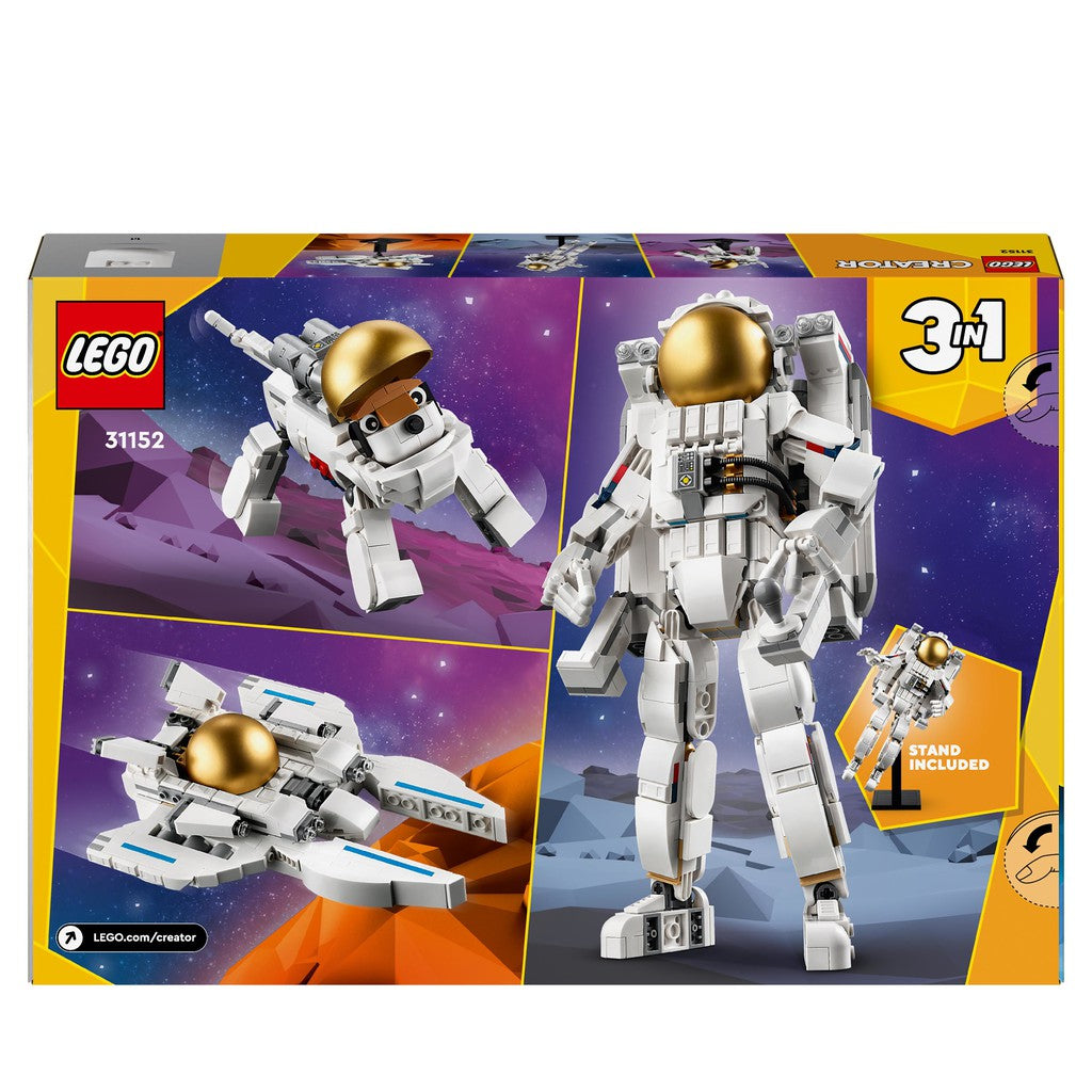 back of the box shows the three different models in a space background