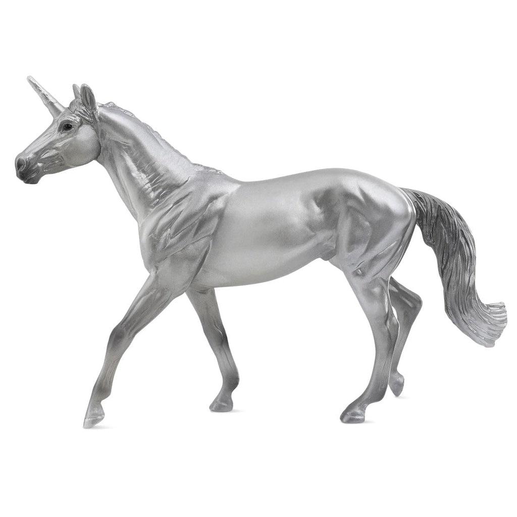 Image of the diamond unicorn. It is a completely silvery unicorn.