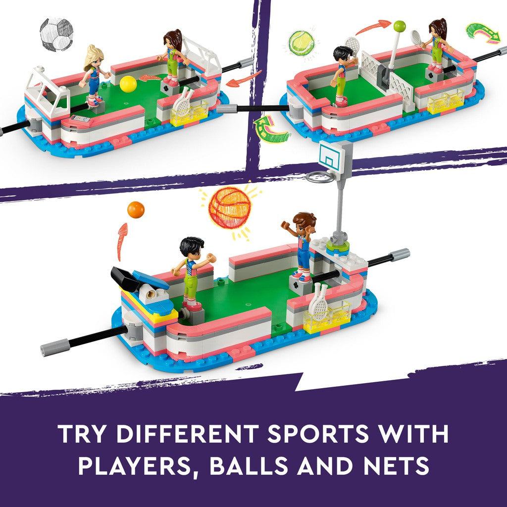 try different sports with players, balls and nets