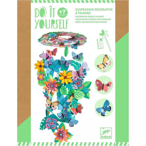 Image of the packaging for the Springtime Decorative Mobile craft kit. On the front is a picture of what the finished product could look like.