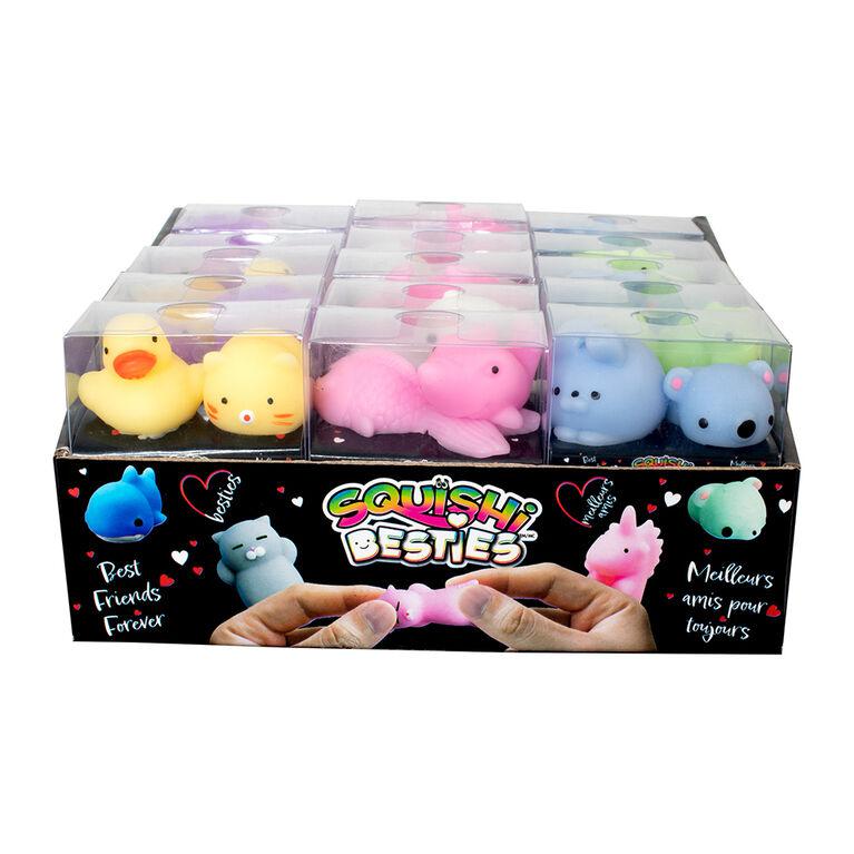the squishi besties scome in many colors with different squishy characters