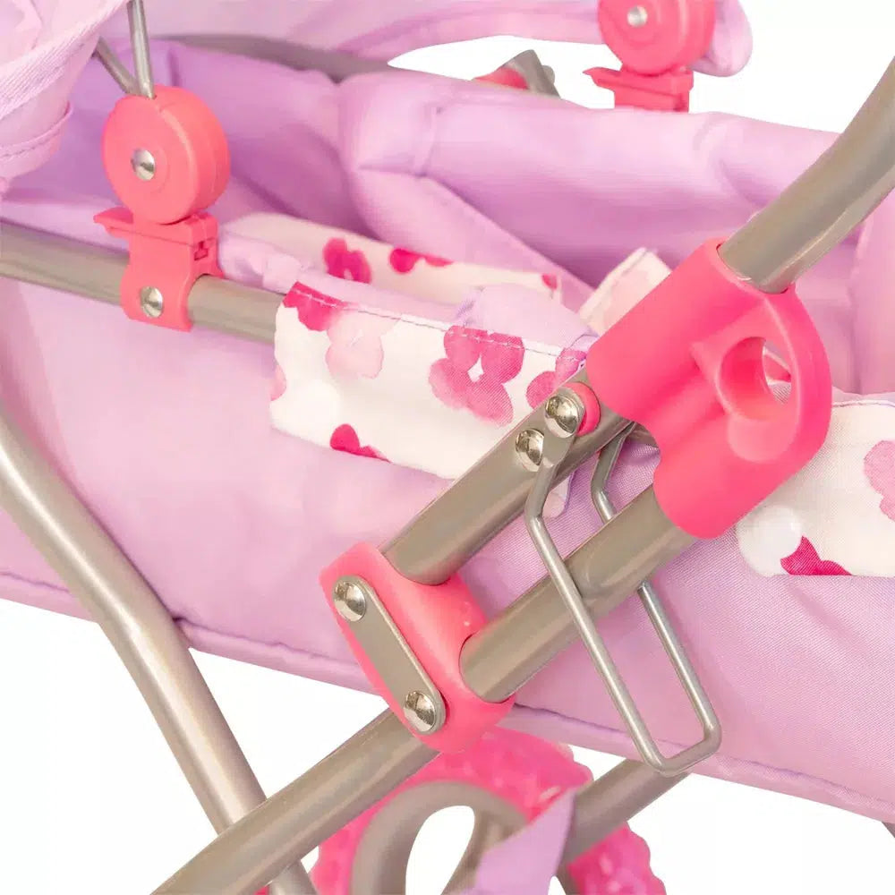this image is a close up on the metal frame for the buggy, showing that it is safe for children