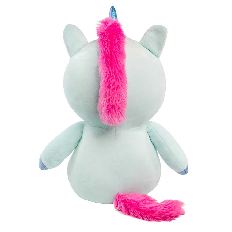 Back view of the plush. Shows that the mane only goes from the top back of the head to the nape of the neck.
