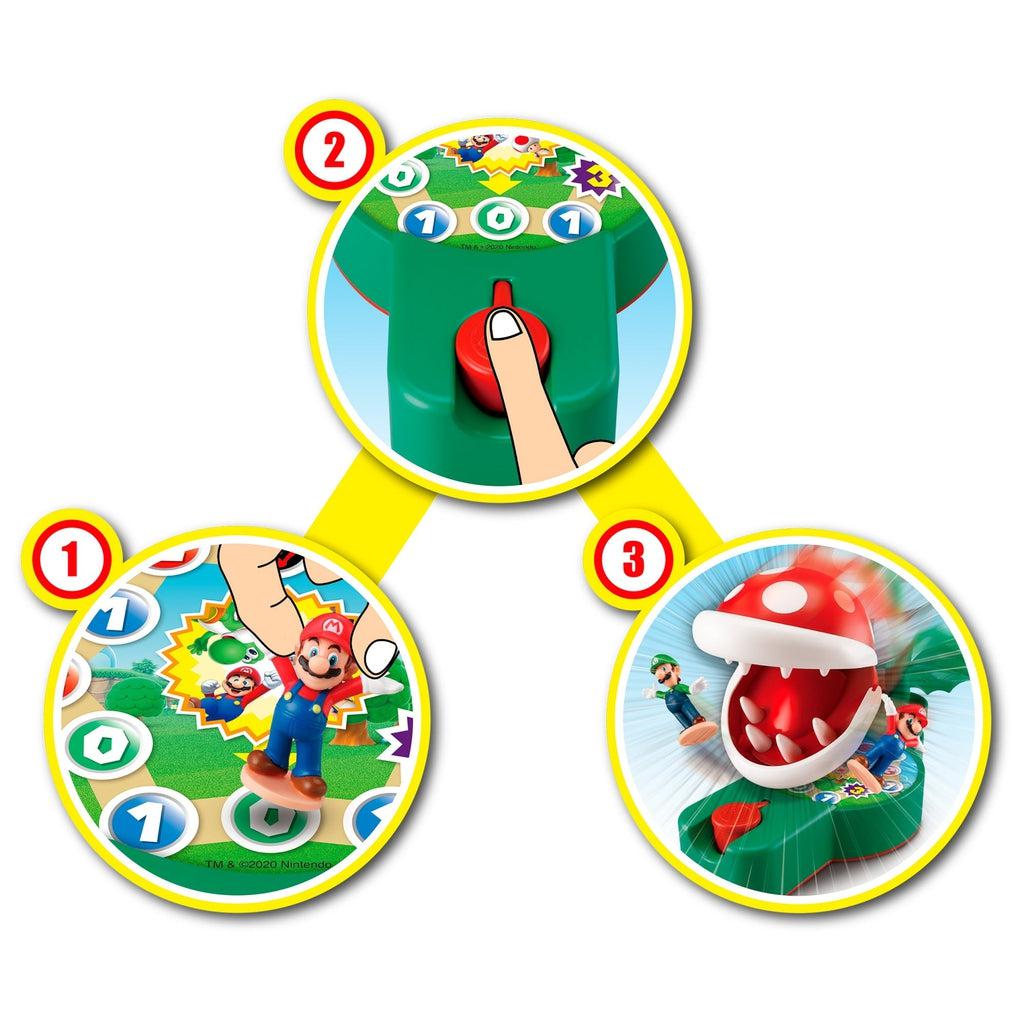Picture shows the simple instructions of how to play, moveing mario around the board and not being attacked.