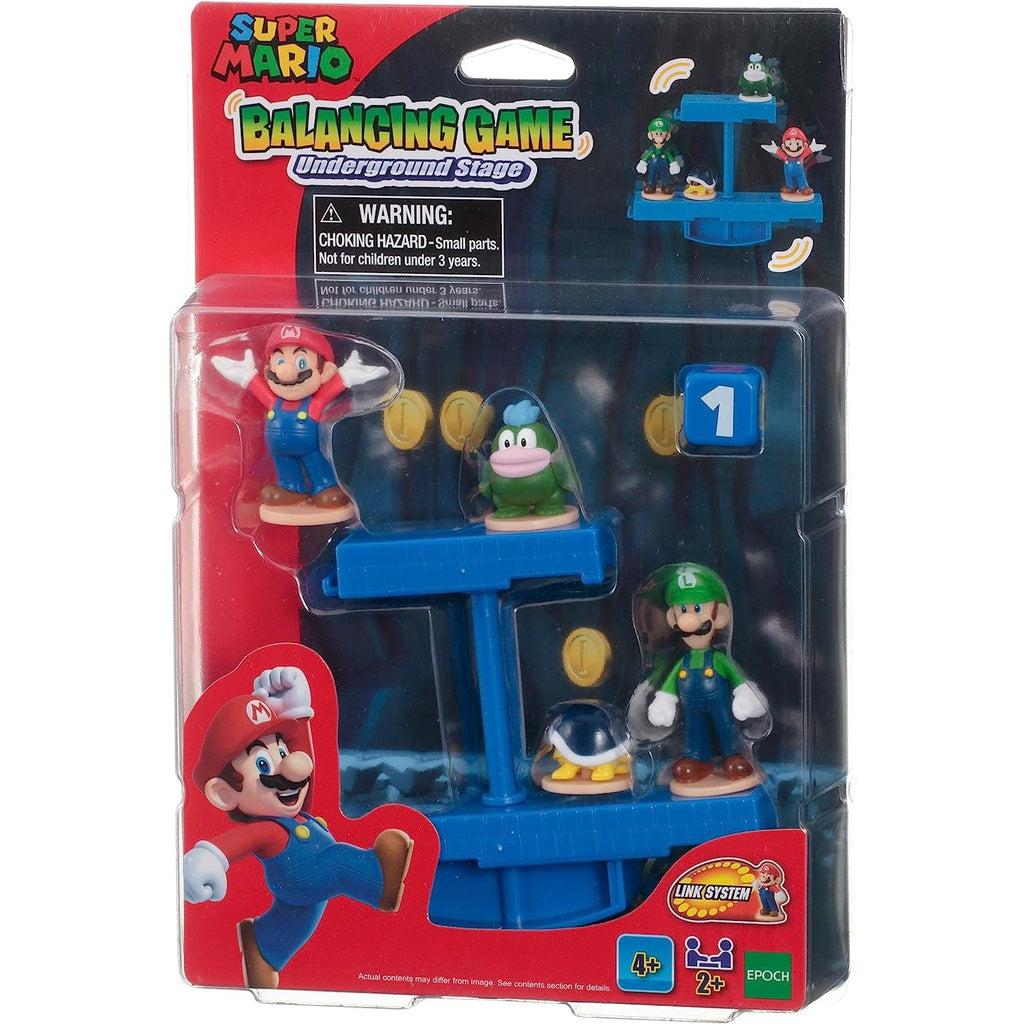 Image of the packaging for the Super Mario Balancing Game Underground Stage. Most of the front is made from clear plastic so you can see the toy inside.
