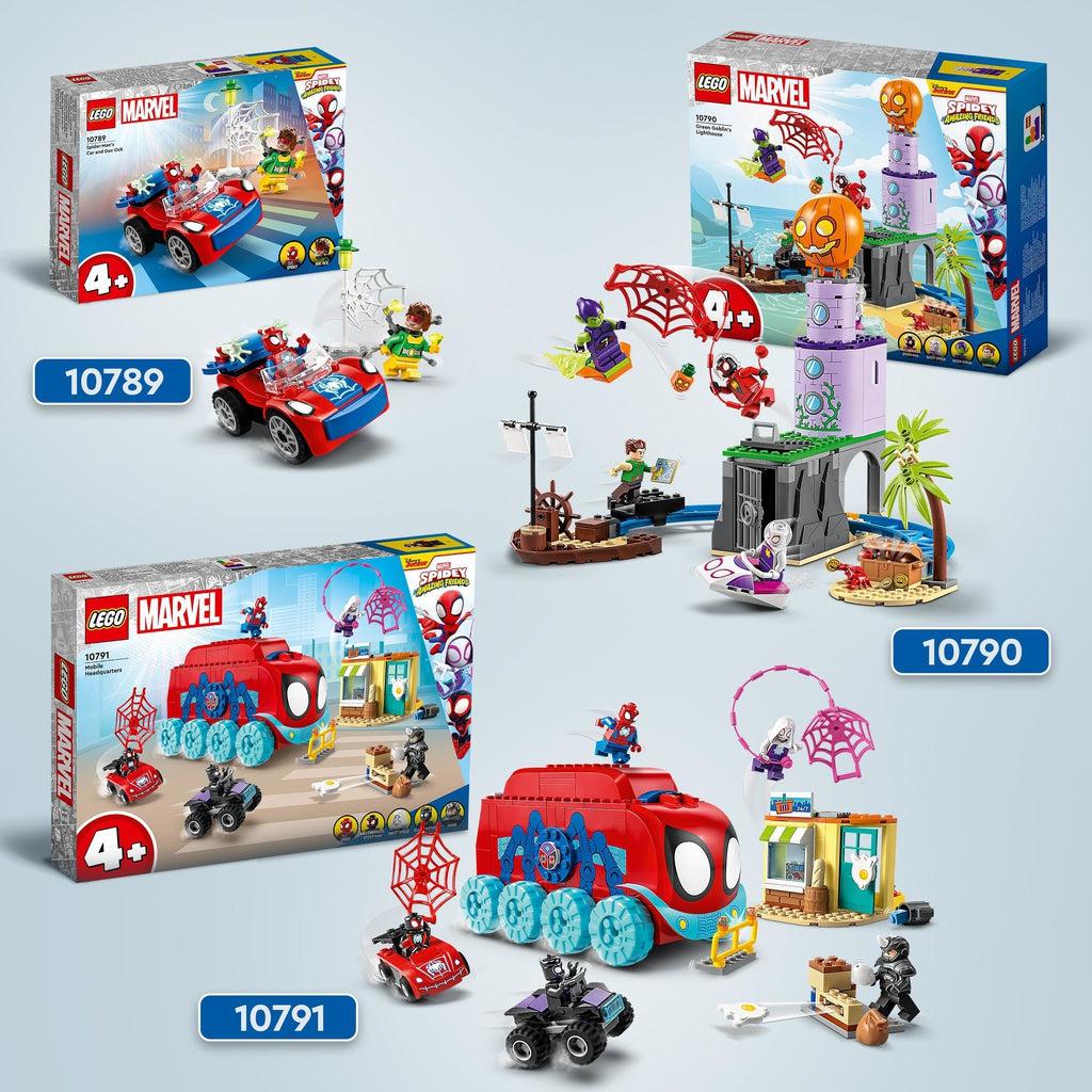 other lego sets from the spidey and friends line are shown including 10791 (this set), 10789, and 10790 (other two sets are sold separately)