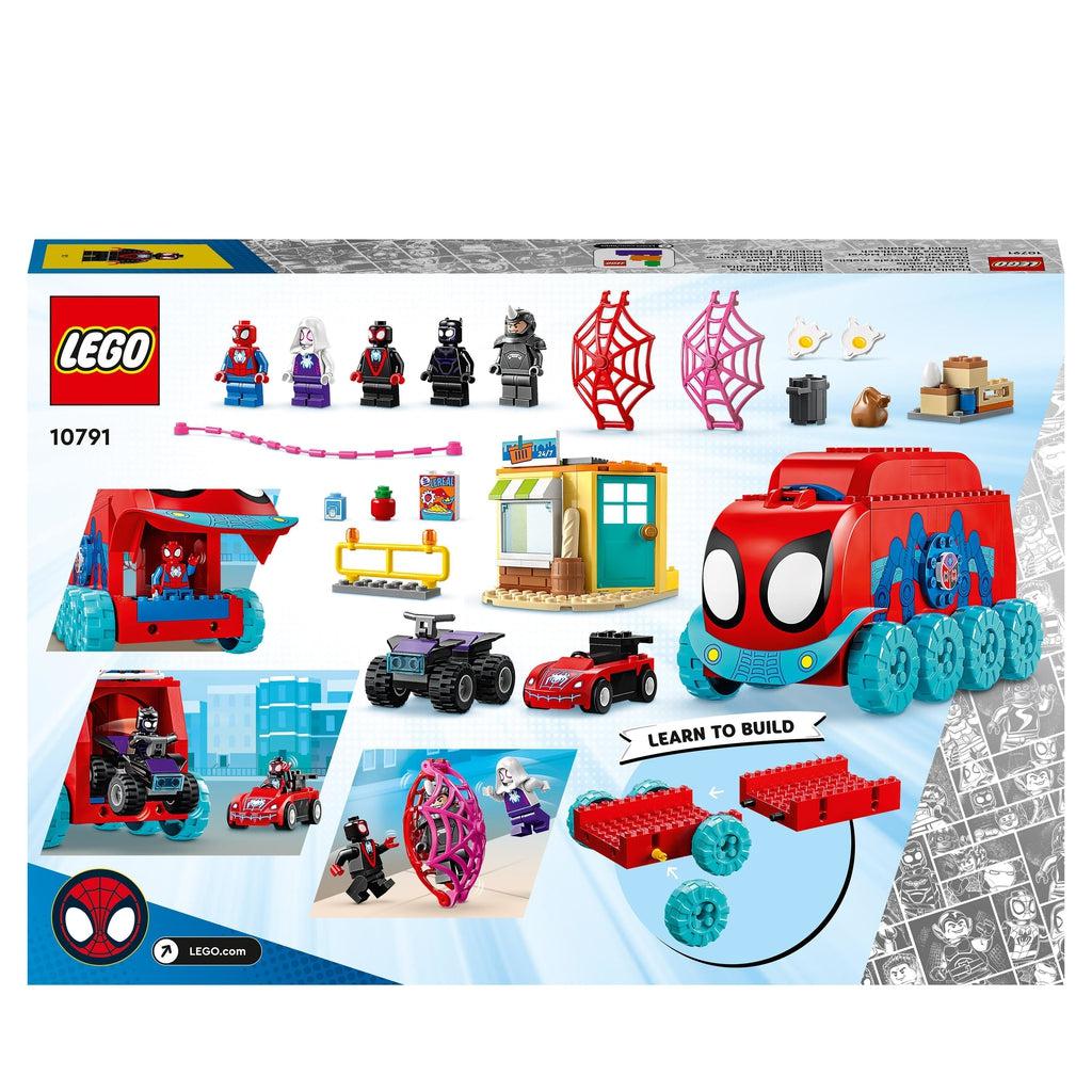 back of the box shows a handful of the previous images and a layout of all the included accessories and figures