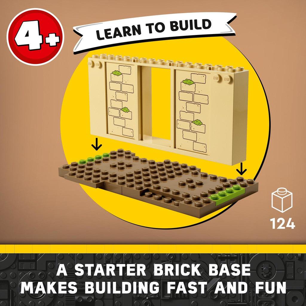 for ages 4+ with 124 LEGO pieces. A starter brick base makes building fast and fun