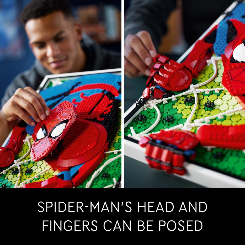 spiderman's head and fingers can be posed. 