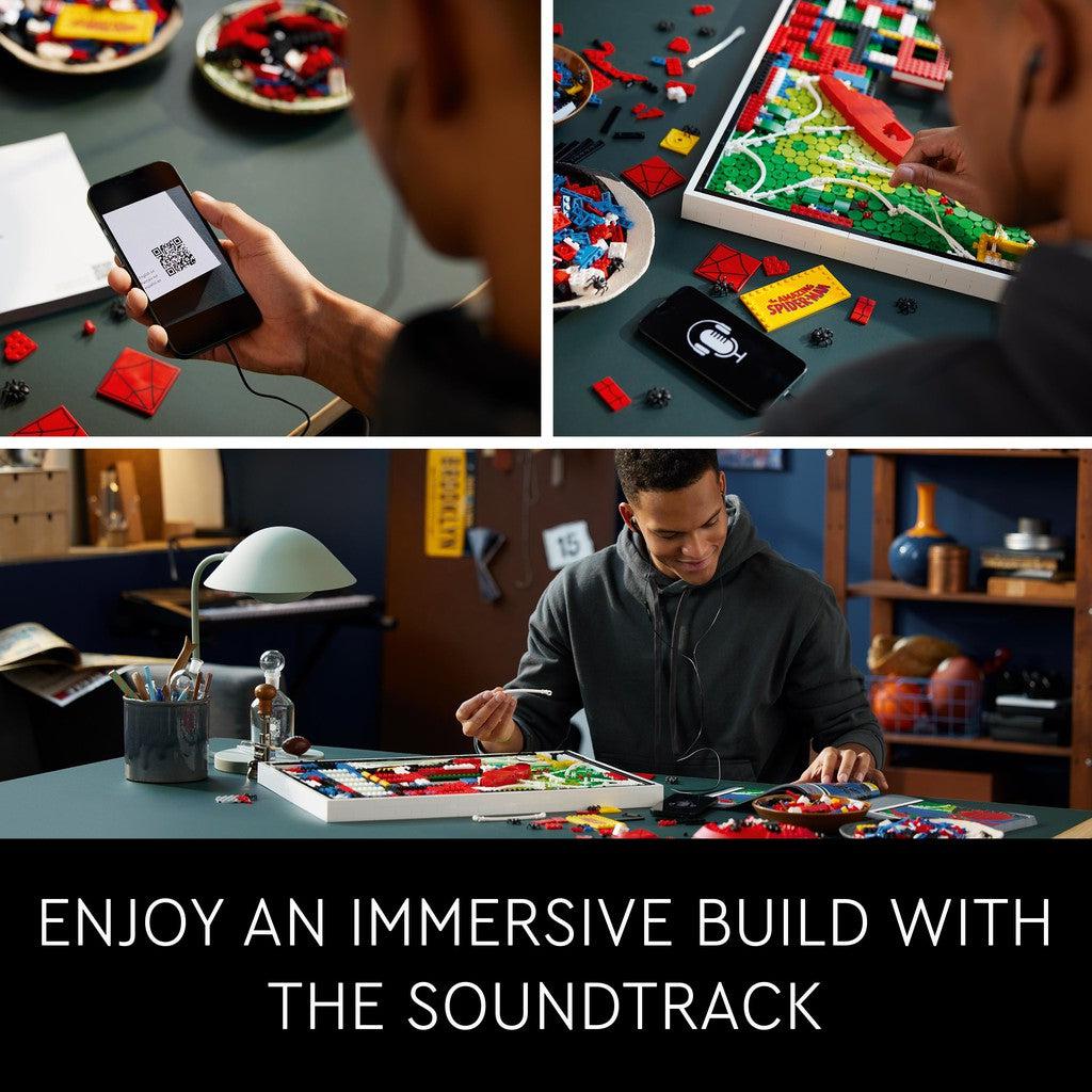 enjoy an immersive build with the soundtrack. follow the qr code