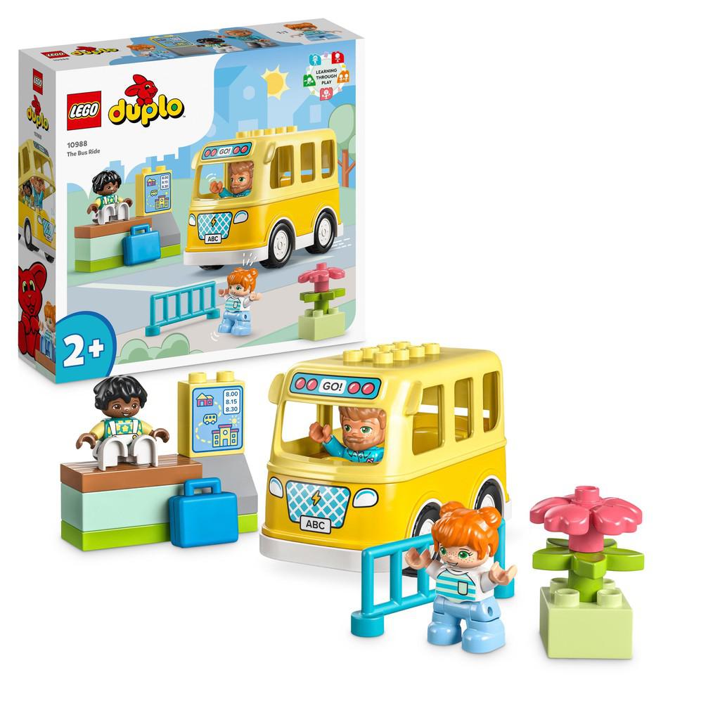 the LEGO duplo schoolbus! build the bus and wait for the bus to come