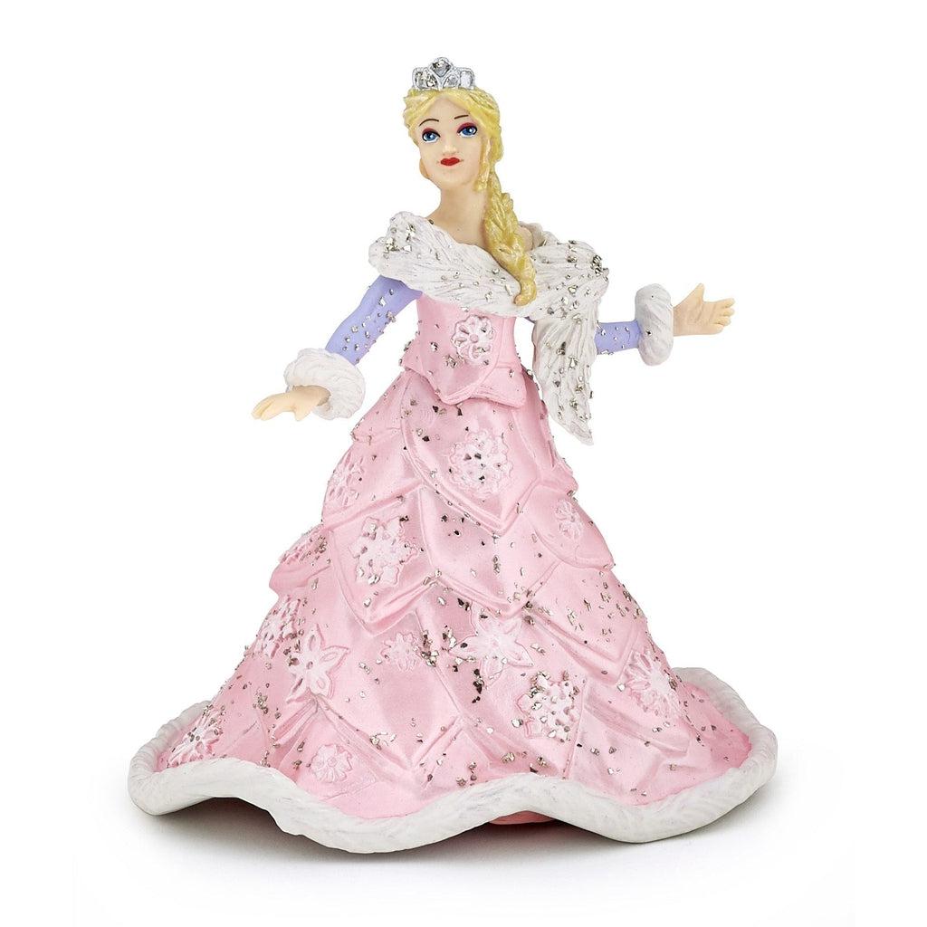 Image of The Enchanted Princess figurine. It is a princess with a long blonde braid in a glittery pink, white, and purple dress.