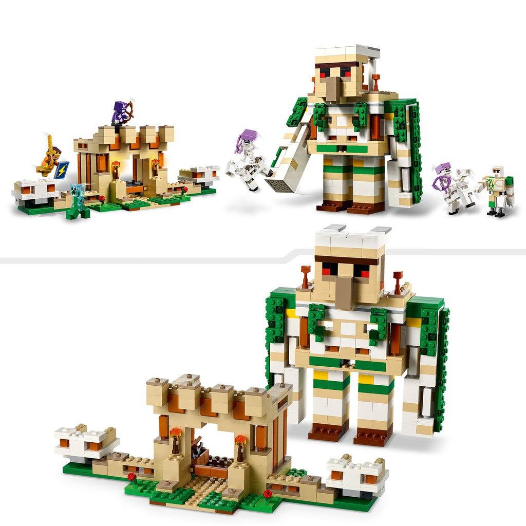 build a small building gate and the golem fortress. Small lego minifigures are included as well