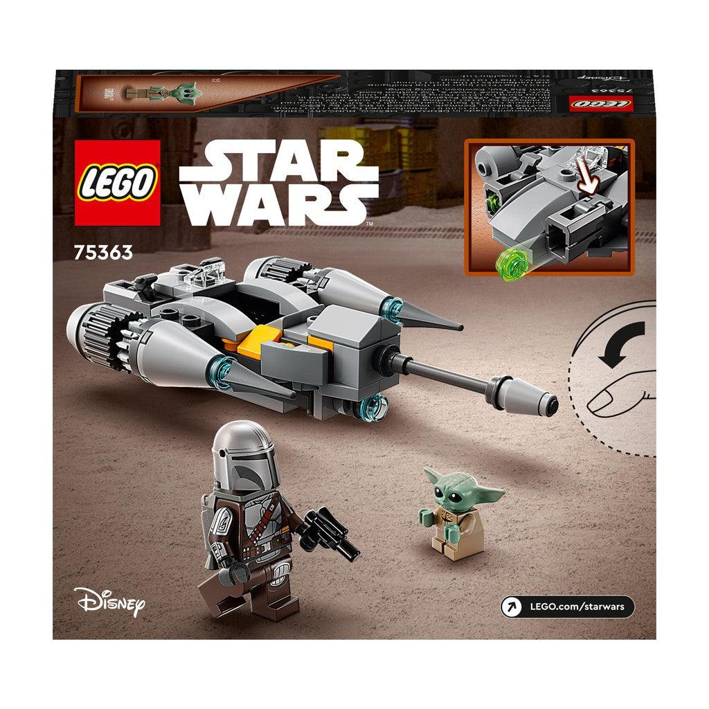 back of the box shows the aircraft, minifigures, and the launch able LEGO beads.
