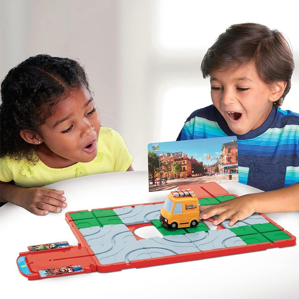 Scene of two young kids solving the puzzle game.