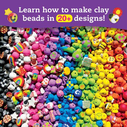 learn how to make clay beads in 20+ designs! there are an assortment of rainbow colored beads made of clay in the image