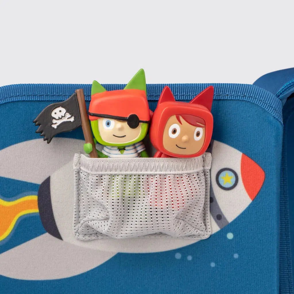 each pocket can hold two normal sized tonie figures inside, space may be limited by figures with large features that take up more space than standard tonies