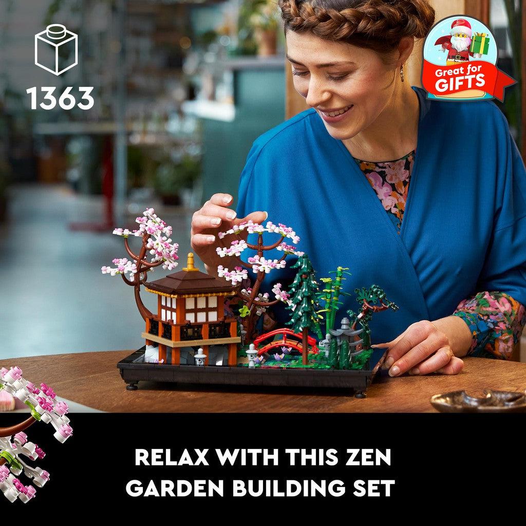 for ages 18+ with 1363 LEGO pieces. Relax with this zen garden building set