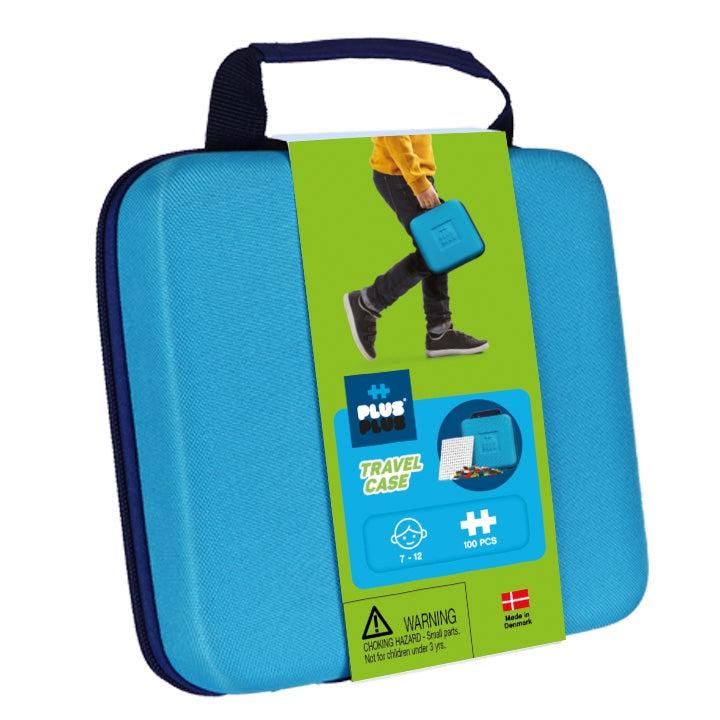 a Plus Plus travel case with a blue color.