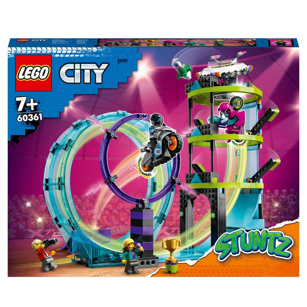 Image of the front of the box. It has a picture of the completely built LEGO City playset in action.