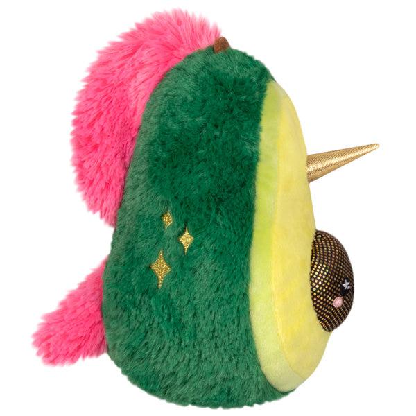 Side view of the plush. Shows that the unicorn horn sticks out off of the plush and it also has embroidered sparkles on the side of the plush.