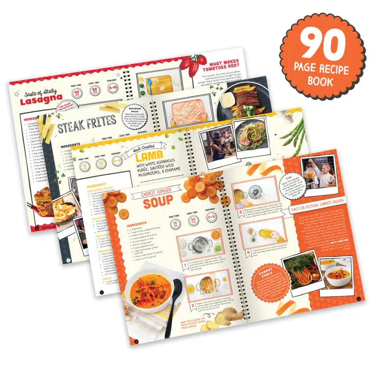 this image shows 4 pages in a cook book, there are 90 pages to learn recipes inside