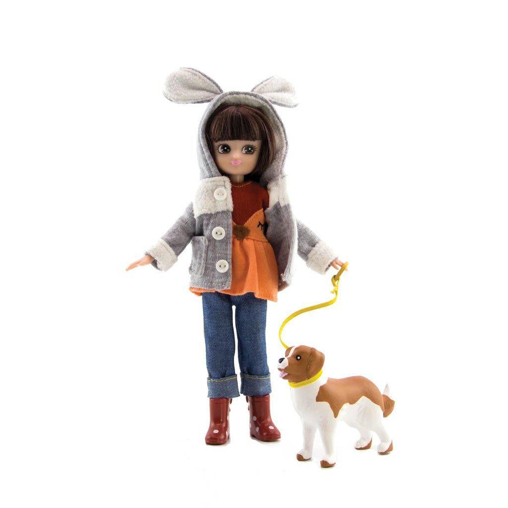 the doll has a bunny hoodie to keep warm