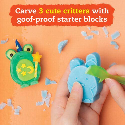 carve 3 cute critters with goof proof starter blocks. 