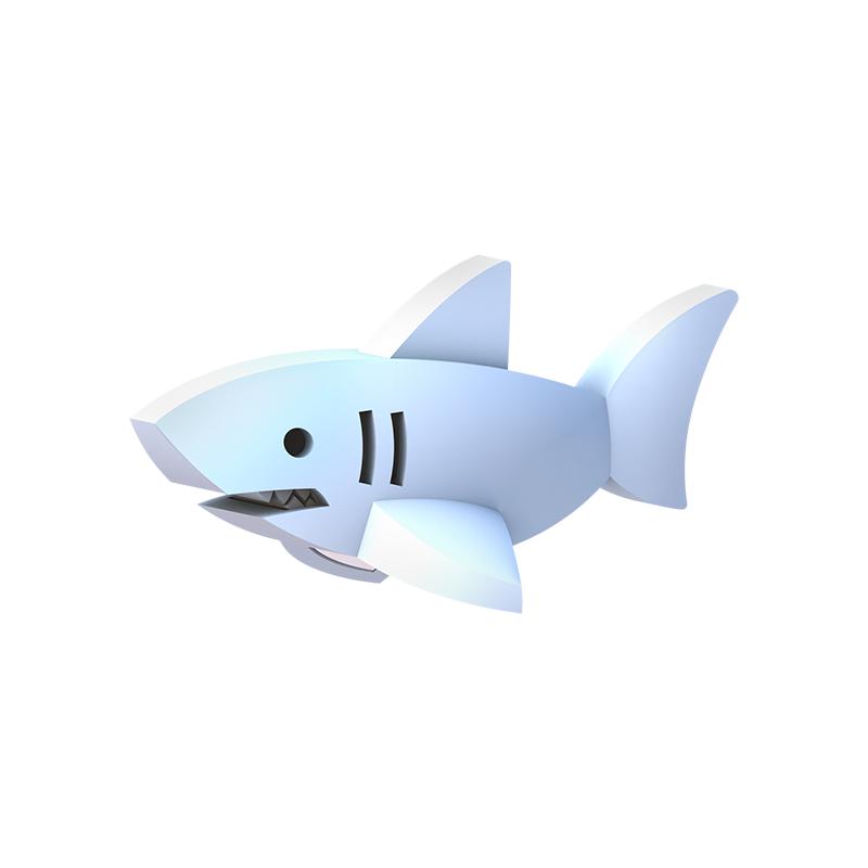 Image of the White Shark figurine. It is a white shark with gill details and large fins.