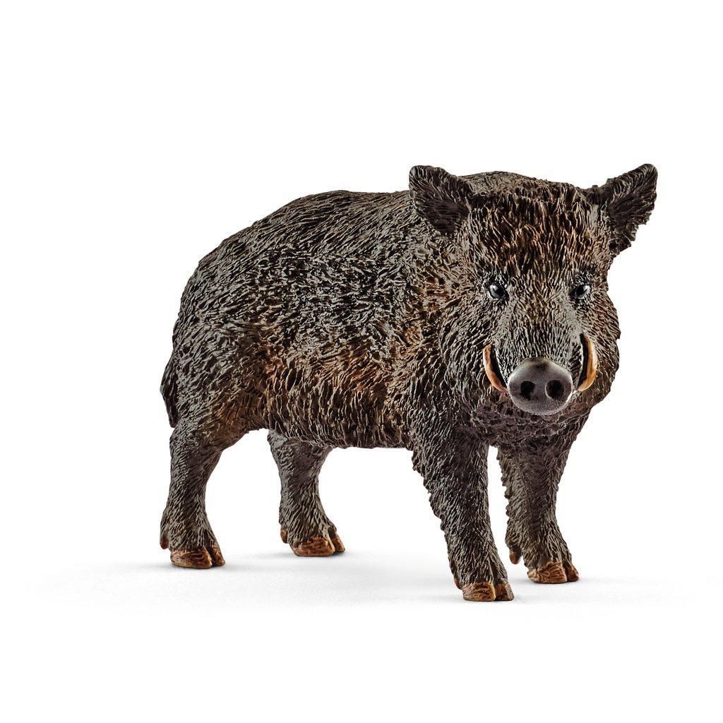 Image of the Wild Boar figurine. It is a very dark brown with tusks coming from the sides of its mouth.
