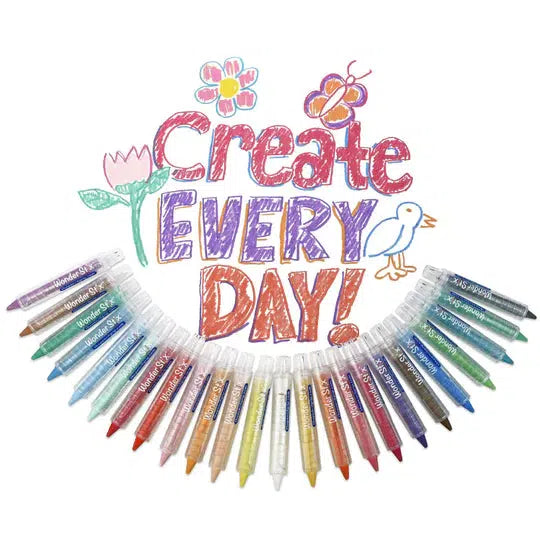 Scene of Wonder Stix surrounding a picture of the words "Create every day!"