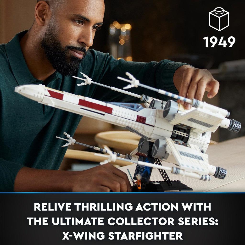 for ages 18+ with 1949 LEGO pieces. Relive thrilling action with the ultamate collector series: x-wing starfighter