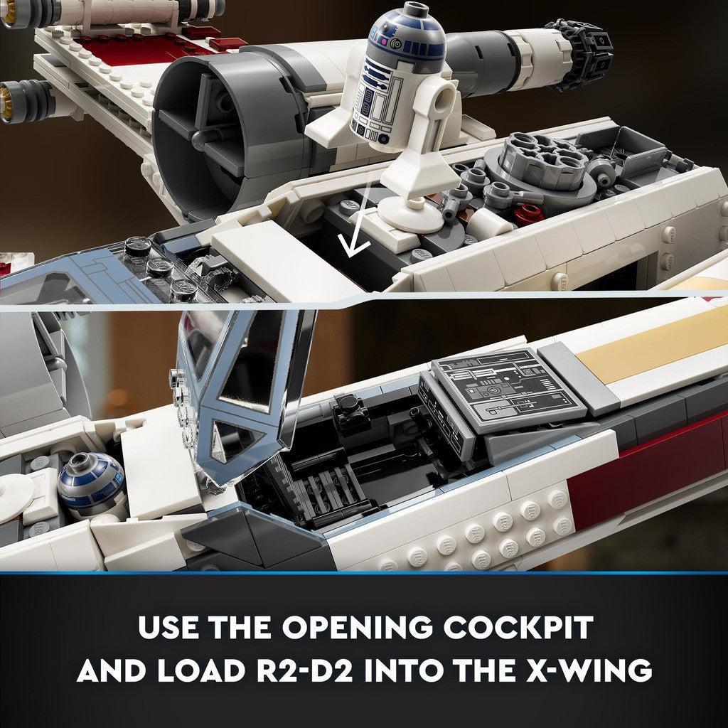 use the opening cockpit and load R2-D2 into the x-wing