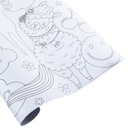 An XL Color In Poster showcasing a rolled sheet of paper with an intricate, symmetrical black-and-white line art mandala design, perfect for a relaxing coloring activity.