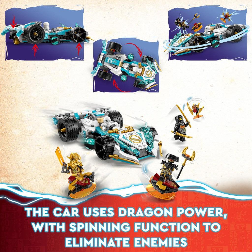 the car uses dragon power, with spinning function to eliminate enemies