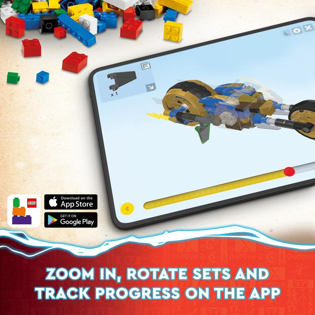 zoom in, rotate sets and track progress on the app