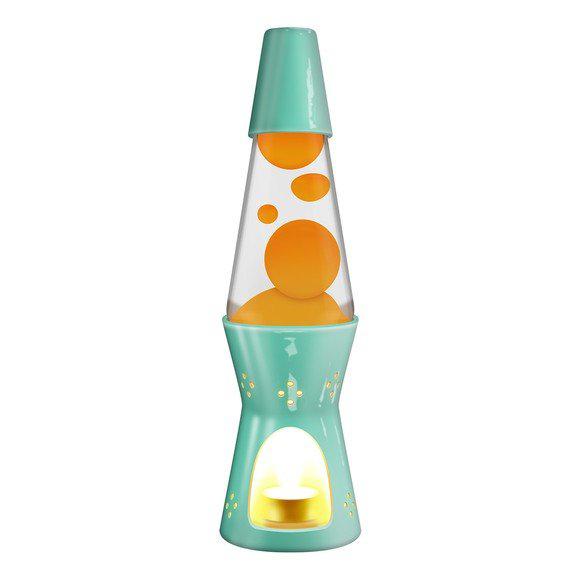 Image shows the back of the lava lamp. In the base there is a compartment for a tealight to be lit in.