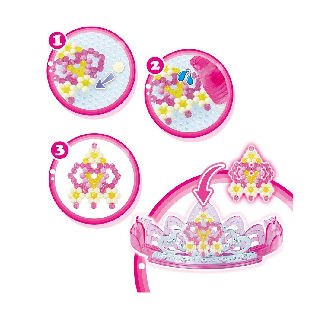 This picture shows basic design instructions on how to decorate the princess tiara with aquabeads