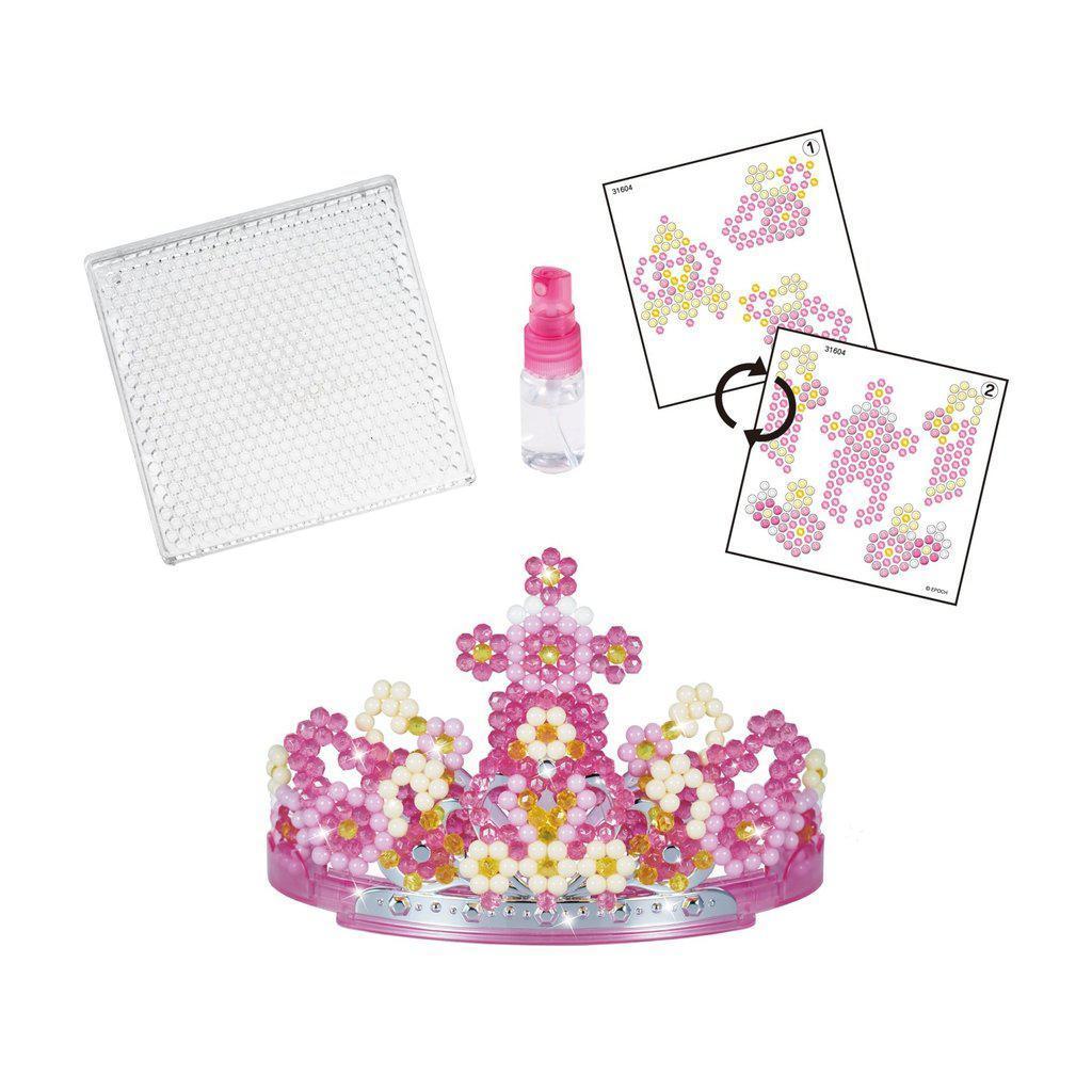 Picture shows off the beads in the case, the tray and spray bottle to make the tiara