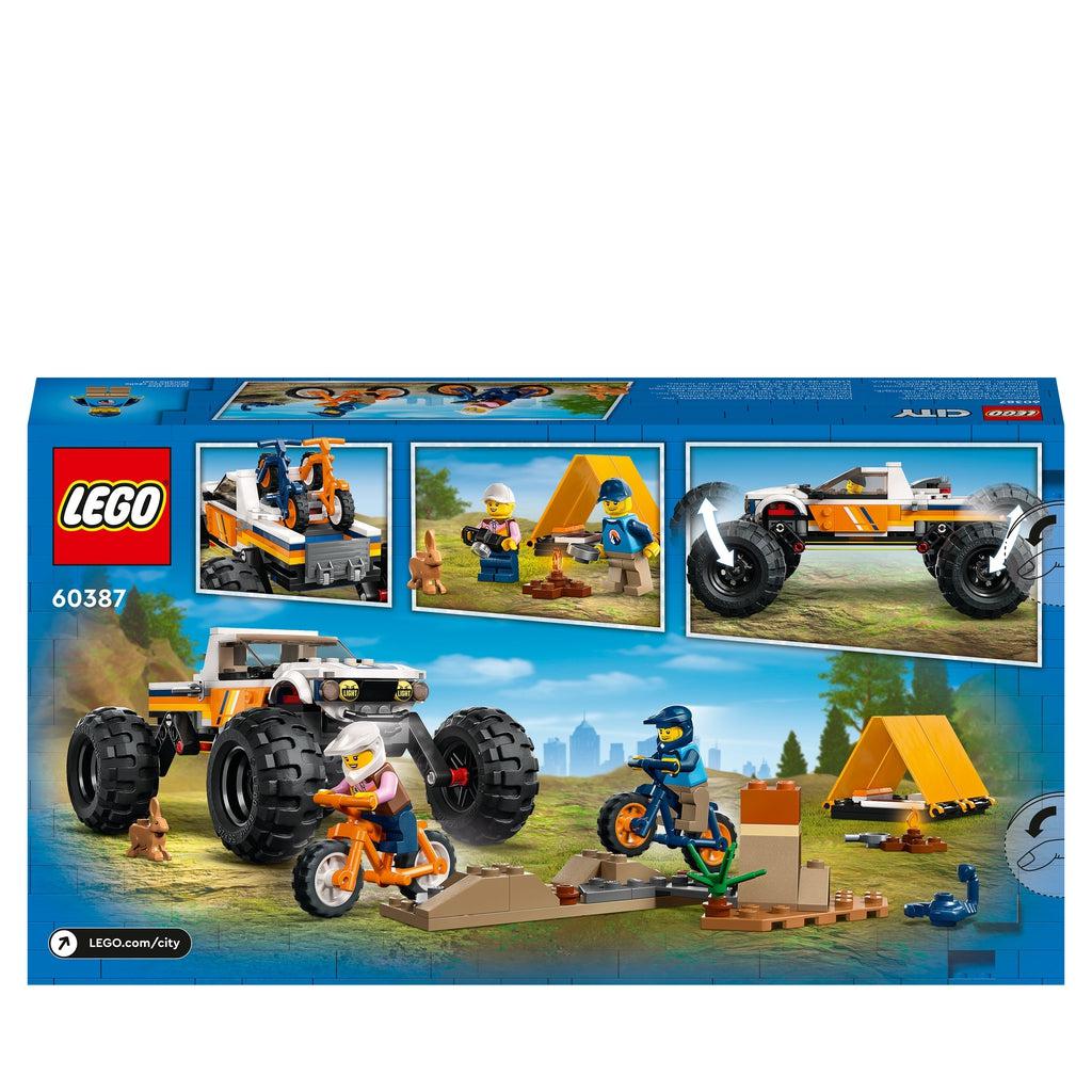 back of the box shows the full lego set with a handful of the previous images along the top of the back