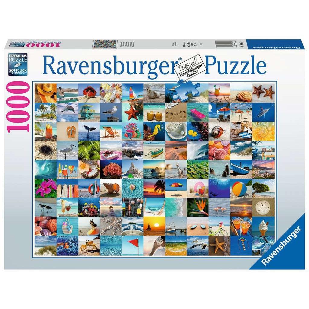 Ravensburger puzzle box | Image of collage of items associated with the seaside | 1000pcs