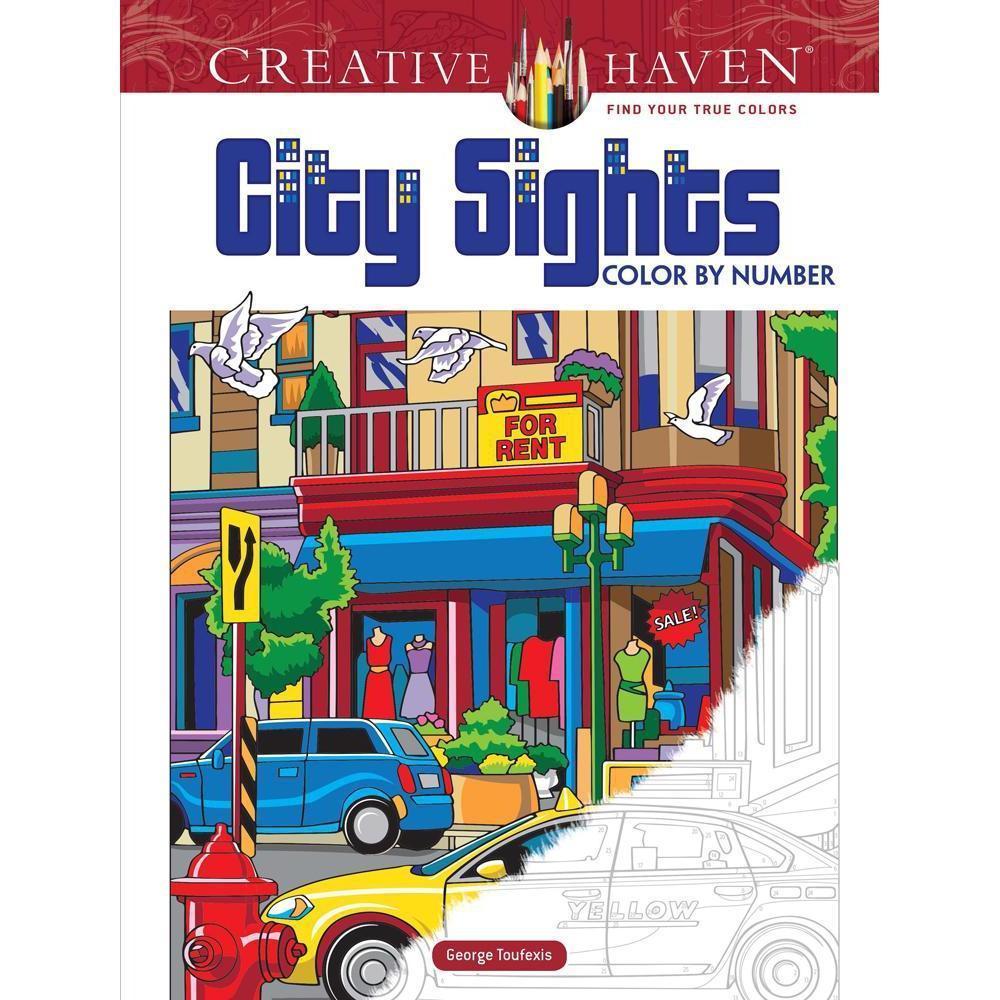 Adult Coloring Book Creative Haven City Sights Color By Number-Dover Publications-The Red Balloon Toy Store