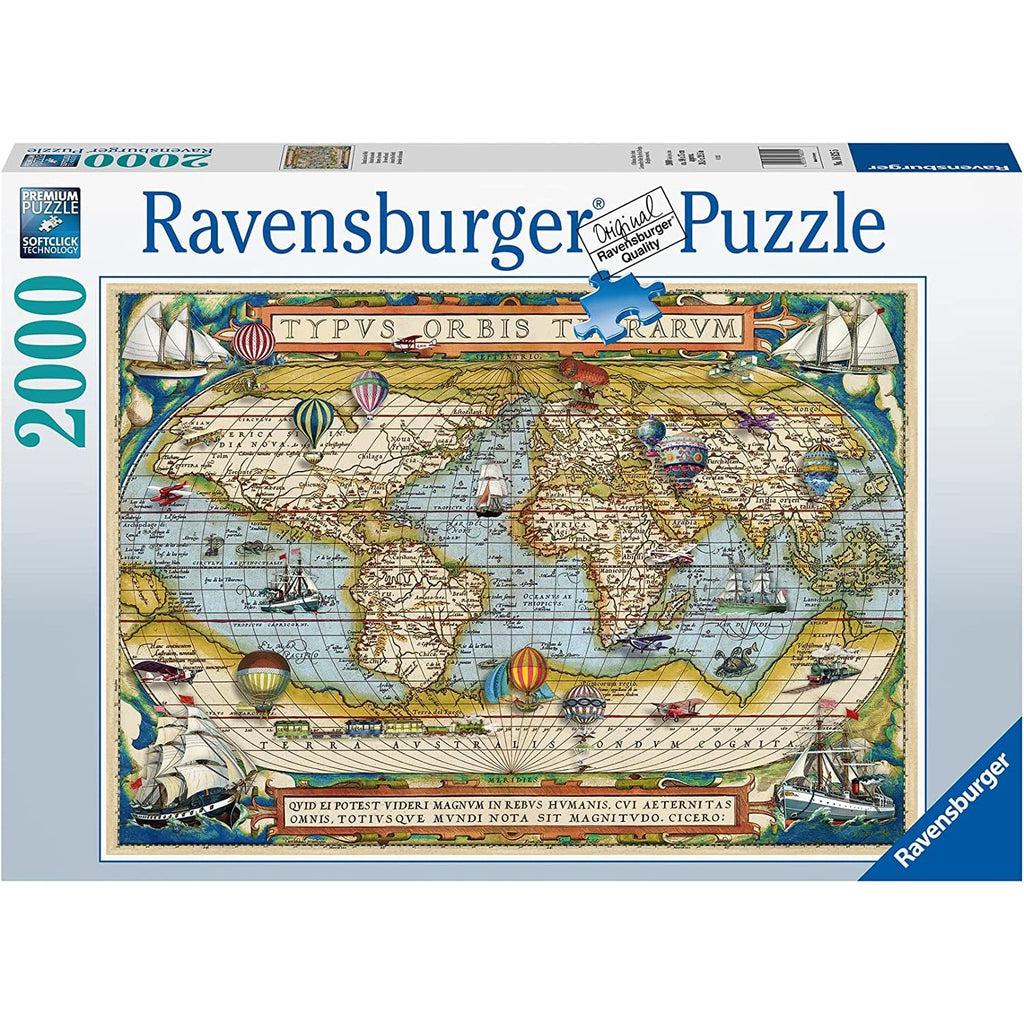 Image shows the front of the puzzle box. It includes information such as the brand name, Ravensburger, and the piece count (2000pc). In the center of the box, it shows a picture of the finished puzzle. Puzzle described on next image.