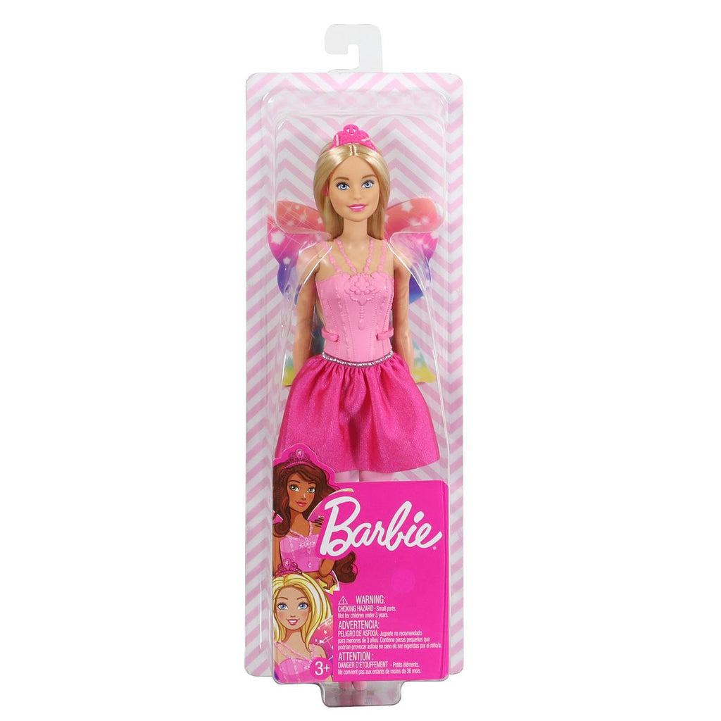 The blond haired fairy doll is shown in it's plastic packaging