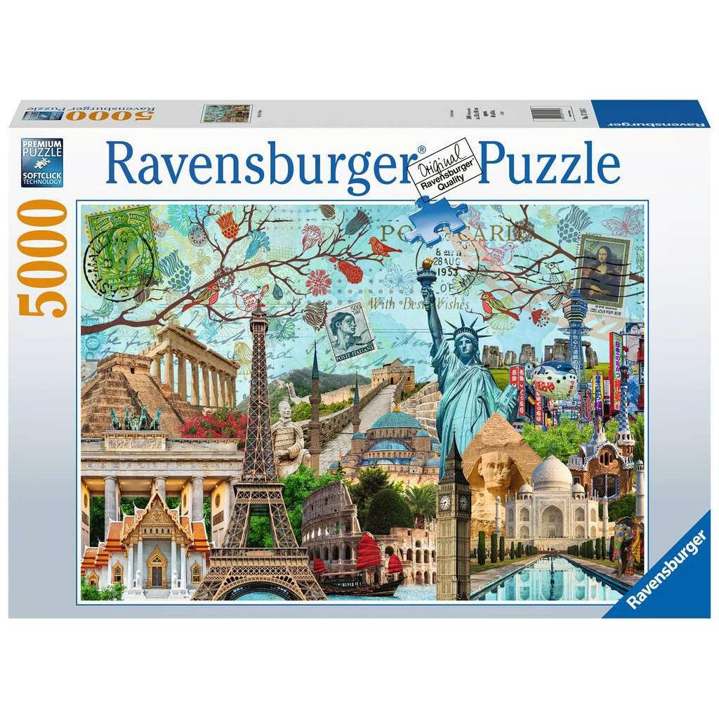 Puzzle box | Image is a collage of items and landmarks from large cities around the world | 5000pcs