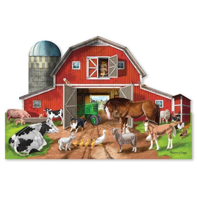 Busy Barn Shaped Floor Puzzle (32 pieces)-Melissa & Doug-The Red Balloon Toy Store