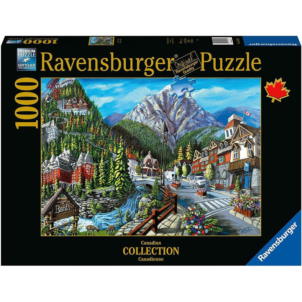 Puzzle box | Image is an illustration of a picturesque view of Banff, Canada | 1000pcs